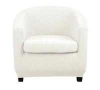 Highdi Copripoltrona 1 Posto Elasticizzato in Jacquard a Quadri (Bianco)