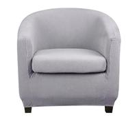 Highdi Copripoltrona 1 Posto Elasticizzato in Jacquard a Quadri (Grigio chiaro)