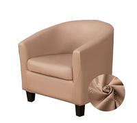 Highdi Copripoltrona 1 Posto Elasticizzato in Pelle Impermeabile Tinta Unita Chesterfield Fodere Copripoltrona da Cocktail con Coprisedile Antiscivolo Universale per Hotel Salotto (Cachi)