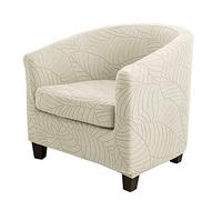 Highdi Copripoltrona Elasticizzato 2- Pezzo Copridivano Chesterfield in Tessuto Jacquard, Copripoltrona da Cocktail Lavabile Rimovibile Fodera per Poltrona per Hotel Salotto (Beige)