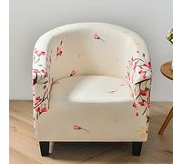 Highdi Copripoltrona Elasticizzato Stampa Floreale, Chesterfield 1 Posto, Poltrona de Club Copridivano Universale Lavabile Rimovibile per Bar Soggiorno Camera da Letto (Beige)