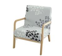 Highdi Copripoltrona in Spandex Elasticizzato Morbida con Stampa Floreale, Fodera per Poltrona con Braccioli in Legno per Soggiorno/Relax Reclinabile/Sedia a Dondolo (Foglie grigie,1 Posto)
