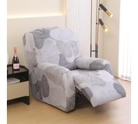 Highdi Copripoltrona Relax Reclinabile Elettrica Universale 4 Pezzi, Fodera per Poltrona Elasticizzato 1 Posto Stampa Floreale in Morbido Spandex Antiscivolo Lavabile Rimovibile (Grigio chiaro)