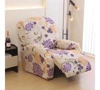 Highdi Copripoltrona Relax Reclinabile Elettrica Universale 4 Pezzi, Fodera per Poltrona Elasticizzato 1 Posto Stampa Floreale in Morbido Spandex Antiscivolo Lavabile Rimovibile (Viola)