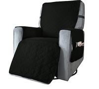 Highdi Copripoltrona Relax Reclinabile Trapuntato Impermeabile Universale Copridivano 1 Posto con Tasche Laterali e Fascia Elastica, Lavabile, Antiscivolo, Antivegetativo (Piccolo,Nero)