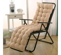 Highdi Cuscino per Sedia a Sdraio da Giardino Cuscino per Lettino Prendisole Esterno, Imbottito di Ricambio Morbido Spesso con Lacci per Poltrona Sdraio Relax Sedie Pieghevole (Beige,48x120cm)