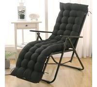 Highdi Cuscino per Sedia a Sdraio da Giardino Cuscino per Lettino Prendisole Esterno, Imbottito di Ricambio Morbido Spesso con Lacci per Poltrona Sdraio Relax Sedie Pieghevole (Nero,40x110cm)