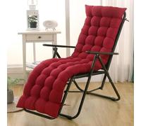 Highdi Cuscino per Sedia a Sdraio da Giardino Cuscino per Lettino Prendisole Esterno, Imbottito di Ricambio Morbido Spesso con Lacci per Poltrona Sdraio Relax Sedie Pieghevole (Borgogna,48x170cm)