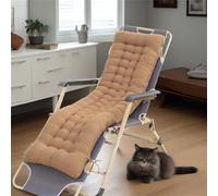 Highdi Cuscino per Sedia a Sdraio da Giardino Esterno, Addensare Cuscino Imbottito per Lettino Prendisole Poltrona Sdraio Relax Sedie Pieghevole, con Antiscivolo Cinghie (Cammello,48x125cm)