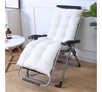 Highdi Cuscino per Sedia a Sdraio da Giardino Esterno, Moderno Addensare Cuscino Imbottito per Lettino Prendisole Poltrona Sdraio Relax Sedie Pieghevole, con Cinghie (Bianco,55x120cm)