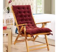 Highdi Cuscino per Sedia a Sdraio da Giardino Esterno, Peluche corto Addensare Cuscino Imbottito per Lettino Prendisole Poltrona Sdraio Relax Sedie Pieghevole, con Cinghie (Rosso,48x150cm)