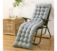 Highdi Cuscino per Sedia a Sdraio da Giardino Esterno, Tinta unita Addensare Cuscino Imbottito per Lettino Prendisole Poltrona Sdraio Relax Sedie Pieghevole, con Cinghie (Grigio,53x180cm)