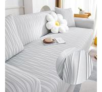 Highdi Estate Copridivano, Nordico Copridivano Elasticizzato, Universale Fodere Copridivani, Copridivani con Braccioli, Antiscivolo Sofa Protettore -Tinta Unita (Grigio,5 posti (305-360cm)