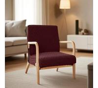 Highdi Fodera per Sedia con Braccioli in Legno, Coprisedia Elasticizzato in Jacquard a Quadri Tinta Unita Moderno Lavabili Copripoltrona per Soggiorno e Camera da Letto (Bordeaux)