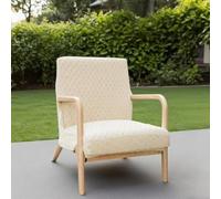 Highdi Fodera per Sedia con Braccioli in Legno, Coprisedia Elasticizzato in Jacquard a Quadri Tinta Unita Moderno Lavabili Copripoltrona per Soggiorno e Camera da Letto (Beige)