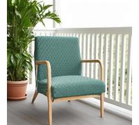 Highdi Fodera per Sedia con Braccioli in Legno, Coprisedia Elasticizzato in Jacquard a Quadri Tinta Unita Moderno Lavabili Copripoltrona per Soggiorno e Camera da Letto (Verde)