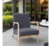 Highdi Fodera per Sedia con Braccioli in Legno, Coprisedia Elasticizzato in Jacquard a Quadri Tinta Unita Moderno Lavabili Copripoltrona per Soggiorno e Camera da Letto (Grigio scuro)