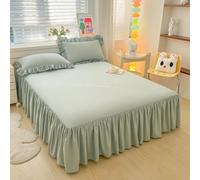 Highdi Gonna da Letto Gonna per Letto Singolo/Matrimoniale/Una Piazza e Mezza Copriletto con Volant Elasticizzata Antiscivolo Gonna Letto Coprimaterasso Lenzuolo (120x200cm,Verde)