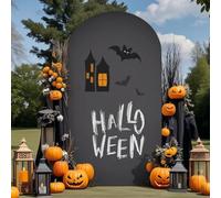 Highdi Halloween Tessuto per Sfondo ad Arco, Sfondo ad Arco per Allestimenti in Tessuto Elastico per Tema di Halloween, Festa di Decorare (Trick or Treat 4,6.6FT)