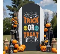 Highdi Halloween Tessuto per Sfondo ad Arco, Sfondo ad Arco per Allestimenti in Tessuto Elastico per Tema di Halloween, Festa di Decorare (Trick or Treat 6,6FT)