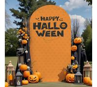 Highdi Halloween Tessuto per Sfondo ad Arco, Sfondo ad Arco per Allestimenti in Tessuto Elastico per Tema di Halloween, Festa di Decorare (Trick or Treat 7,6.6FT)