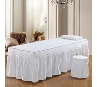 Highdi Lenzuolo da Lettino per Massaggi, Antiscivolo Lenzuolo Tavolo per Massaggi, Copertura per Lettino Massaggio Portatile, Lettino Massaggio Adatto per Spa Salone Tatuaggi (80X190,Bianco)