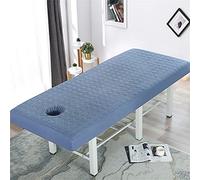 Highdi Lenzuolo da Lettino per Massaggi, Cotone Trapuntato Telo da Massaggio per Lettino da Salone e Spa, con Foro per Il Viso, Morbido e Confortevole Lenzuolo da Massaggio (60x185cm,Blu Navy)