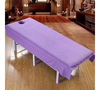 Highdi Lenzuolo per Lettino da Massaggio, Lenzuolo Coprilettino SPA, con Foro per il letto Tessuto per la pelle per Massaggi nei Saloni di Bellezza (100 * 190cm,Viola profondo)