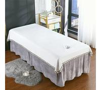 Highdi Lenzuolo per Lettino da Massaggio, Velluto di Cristallo Lenzuolo Coprilettino SPA, con Foro per il letto Tessuto per Massaggi nei Saloni di Bellezza (80 * 200cm,Bianco)