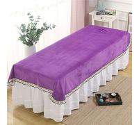 Highdi Lenzuolo per Lettino da Massaggio, Velluto di Cristallo Lenzuolo Coprilettino SPA, con Foro per il letto Tessuto per Massaggi nei Saloni di Bellezza (120 * 200cm,Viola 1)