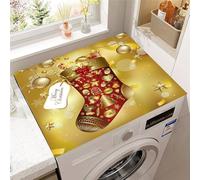 Highdi Natale Tappetino Antiscivolo, Copri Lavatrice Antiscivolo,Tappetino Superiore Lavatrice Universale, per Copertura Frigorifero Protezione Superiore (Palline dorate,30x40cm)