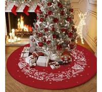 Highdi Natale Tappeto Rotondo Salotto Morbido Moderno Gonna Albero di Natale Tappetini Antiscivolo Tappeto per Bambini Cameretta Cucina Casa Zona Balcone Tappet Tavolino (120cm,Rosso)