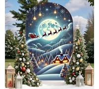 Highdi Natale Tessuto per Sfondo ad Arco, Sfondo ad Arco per Allestimenti in Tessuto Elastico per Tema di Natale, Festa di Decorare (Albero Invernale 3,5FT-65x150cm)