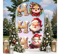 Highdi Natale Tessuto per Sfondo ad Arco, Sfondo ad Arco per Allestimenti in Tessuto Elastico per Tema di Natale, Festa di Decorare (Babbo Natale 2,5FT-65x150cm)