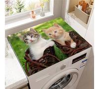 Highdi Stampa di Gatto Tappetino Asciugatura Rapida Copri Coperchio Antipolvere, per Lavatrice Asciugatrice Tappetino Antiscivolo Copertura Frigorifero Protezione Superiore (Gatto 2,30x40cm)