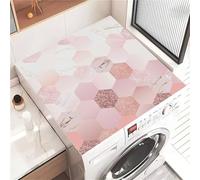 Highdi Tappetino Antiscivolo Copri, Marmo Semplice Lavatrice Coperchio Antipolvere Lavabile, Asciugatrice Tappetino Antiscivolo per Lavatrice Copertura Frigorifero Superiore (Rosa 2,50x50cm)