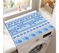 Highdi Tappetino Antiscivolo Copri, Modello di Tartaruga Lavatrice Coperchio Antipolvere Lavabile,Asciugatrice Tappetino Antiscivolo per Lavatrice Copertura Frigorifero Superiore (Blu 2,40x50cm)