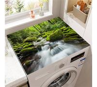 Highdi Tappetino Antiscivolo Copri, Stampa a Cascata Lavatrice Coperchio Antipolvere Lavabile, Asciugatrice Tappetino Antiscivolo per Lavatrice Copertura Frigorifero Superiore (Verde 1,40x50cm)