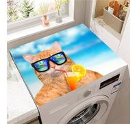 Highdi Tappetino Antiscivolo Copri, Stampa di Gattino Lavatrice Coperchio Antipolvere, Asciugatrice Tappetino Antiscivolo per Lavatrice Copertura Frigorifero Superiore (Gattino 2,30x40cm)