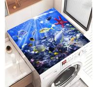 Highdi Tappetino Antiscivolo Modello di vita marina, Copri Lavatrice Antiscivolo,Tappetino Superiore Lavatrice Universale, per Copertura Frigorifero Protezione Superiore (Pesci,50x50cm)