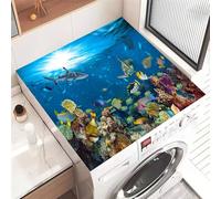 Highdi Tappetino Antiscivolo Modello di vita marina, Copri Lavatrice Antiscivolo,Tappetino Superiore Lavatrice Universale, per Copertura Frigorifero Protezione Superiore (Pesce striato,40x50cm)