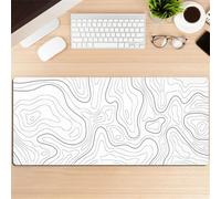 Highdi Tappetino per il Mouse, Modello 3D Tappetino per Mouse Esteso, Gomma Antiscivolo Tappetino Scrivania Mouse Mat con Bordi Cuciti per Computer, PC, Laptop (curva bianca,400 * 900 * 4MM)