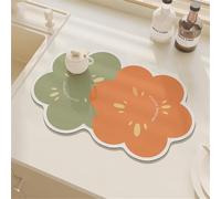 Highdi Tappetino Scolapiatti Assorbente, Tappetino Macchina Caffe Asciugatura Rapida, Antiscivolo Tappetino Scolapiatti Lavello per Bar, Club, Cucina, Caffetteria (30x40cm,verde rosso 2)