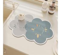 Highdi Tappetino Scolapiatti Assorbente, Tappetino Macchina Caffe Asciugatura Rapida, Antiscivolo Tappetino Scolapiatti Lavello per Bar, Club, Cucina, Caffetteria (50x60cm,blu grigio 2)