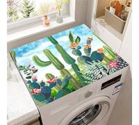 Highdi Tappeto per Lavatrice Sopra, Tappeto Antiscivolo per Lavatrice Sopra Lavabile Diatomea Tagliabile Antipolvere e Antimacchia Copri Protezione (50 * 50cm,Cactus 2)