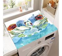 Highdi Tappeto per Lavatrice Sopra, Tappeto Antiscivolo per Lavatrice Sopra Lavabile Diatomea Tagliabile Antipolvere e Antimacchia Copri Protezione (Stampa Cigno 2,30 * 40cm)