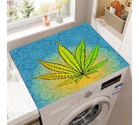 Highdi Tappeto per Lavatrice Sopra, Tappeto Antiscivolo per Lavatrice Sopra Lavabile Diatomea Tagliabile Antipolvere e Antimacchia Copri Protezione (Impronta di foglia 2,60 * 60cm)