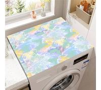 Highdi Tappeto per Lavatrice Sopra, Tappeto Antiscivolo per Lavatrice Sopra Lavabile Diatomea Tagliabile Antipolvere e Antimacchia Copri Protezione (50 * 50cm,Impronta di foglia 4)