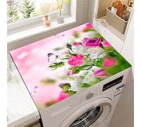 Highdi Tappeto per Lavatrice Sopra, Tappeto Antiscivolo per Lavatrice Sopra Lavabile Diatomea Tagliabile Antipolvere e Antimacchia Copri Protezione (Fiori di rosa 2,60 * 60cm)