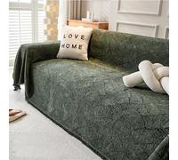 Highdi Telo Copridivano 1 2 3 4 Posti, Reversibile Copri Divano in Ciniglia, Copridivani Protezione Anti graffio Gatto Cane per Mobili e Divano, Copriletto con Frange (Verde scuro,180x180cm)